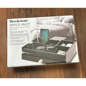 Brookstone Mens Valet Tray Organizer Desk Drawer Gift for Him New in Box